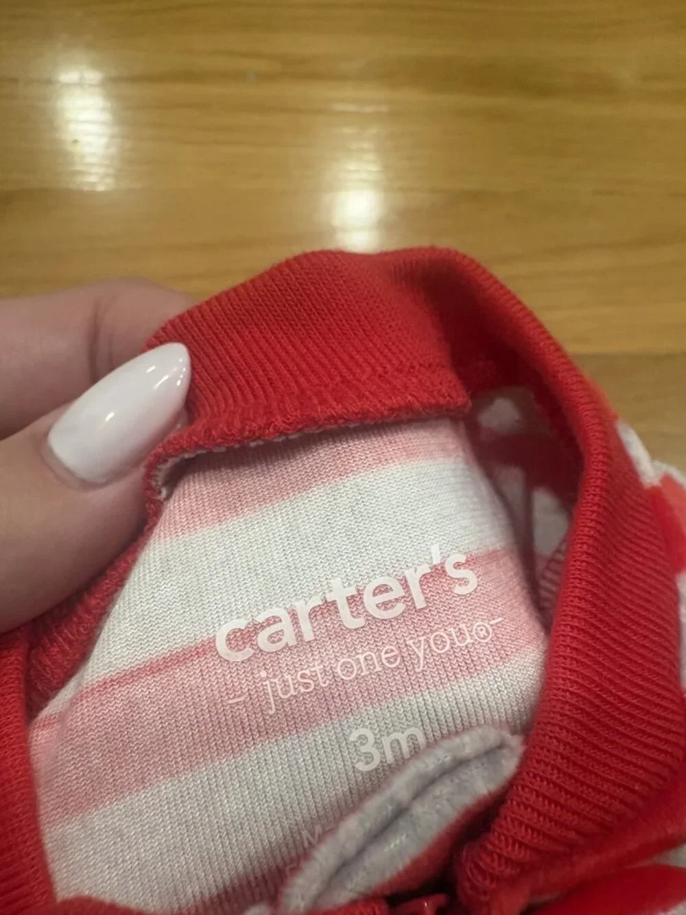 Carters Size 3 months Striped Reindeer Footed Sleeper Pajamas